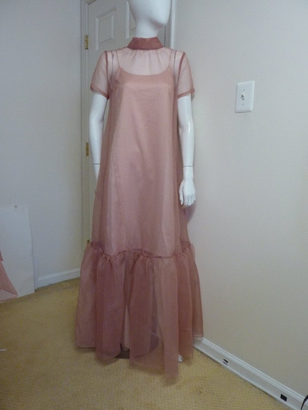 Staud Calluna Organza Maxi Dress in Misty Rose - Picture 2 of 13